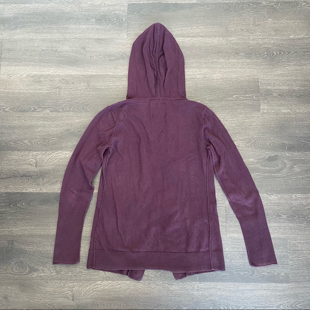 American Eagle Plum Button Up Hooded Cardigan - Picture 2 of 5